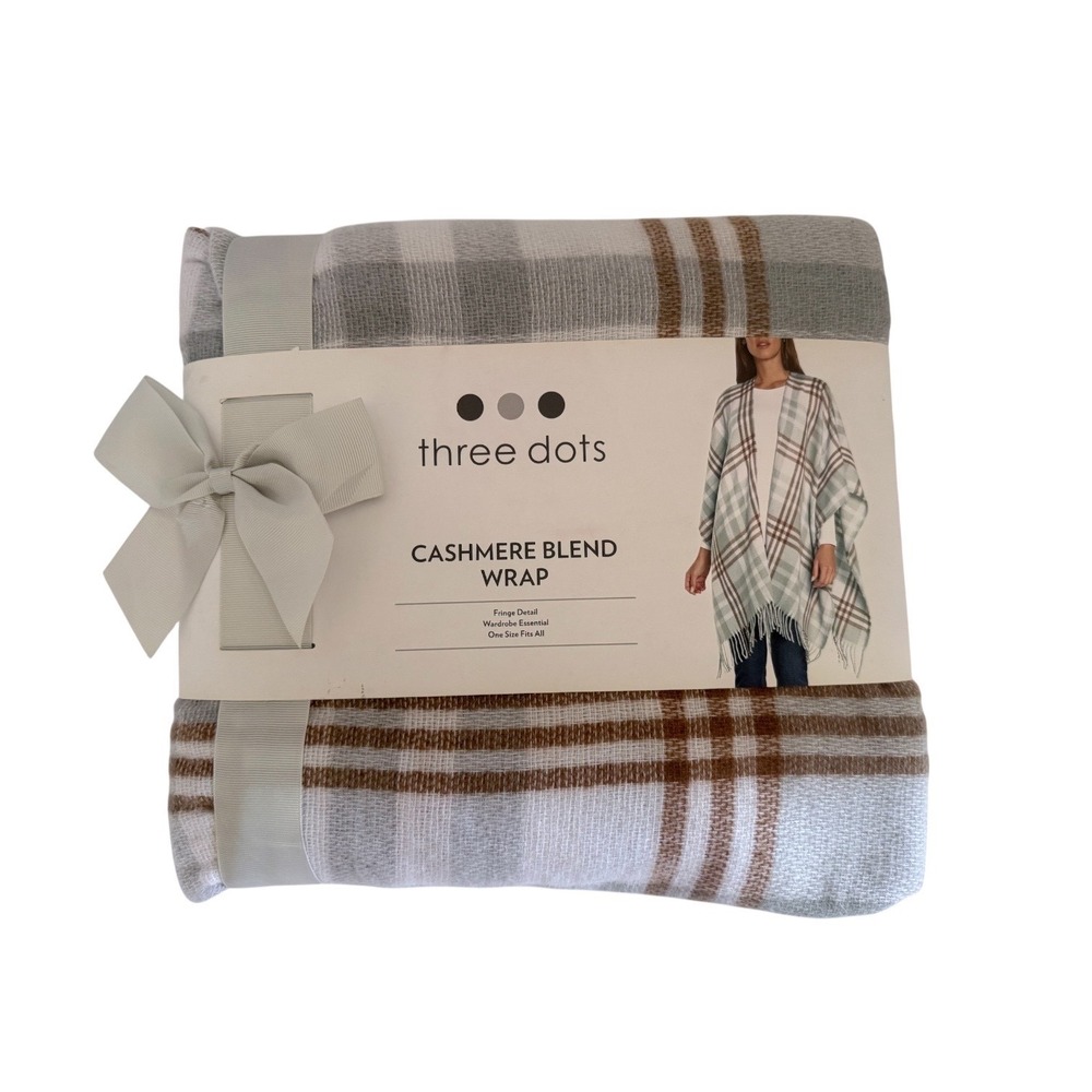 Cashmere Blend Plaid Wrap Poncho Shawl Fringe Soft OS Women